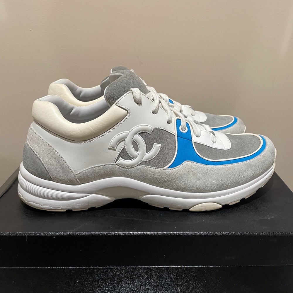 Chanel Men’s Grey Suede Logo Sneaker